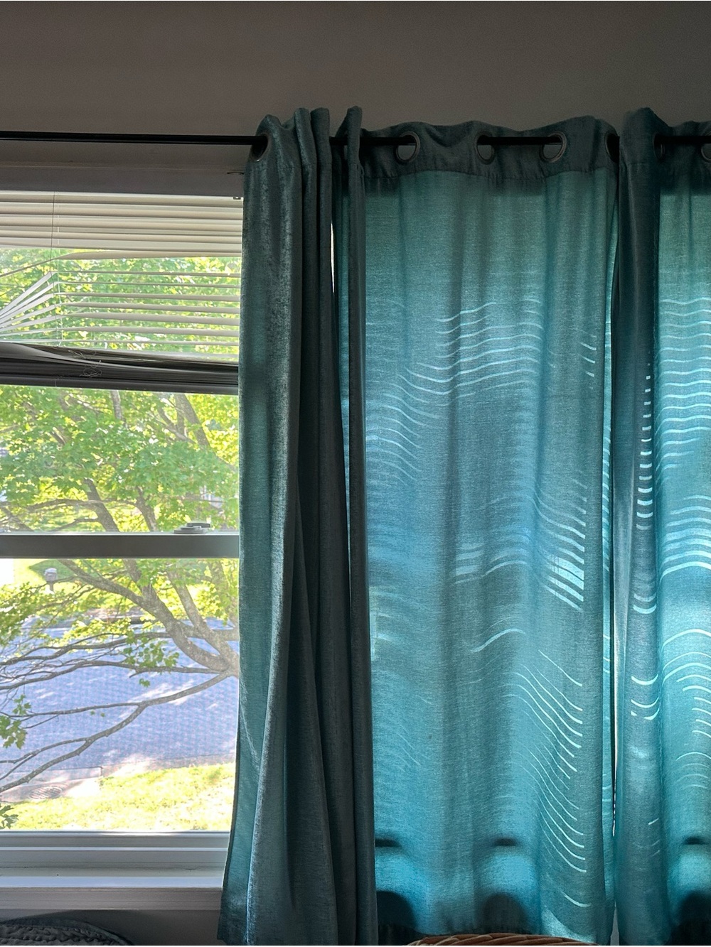 Teal Grommet-Top Window Curtains - set of 4 panels 63” long